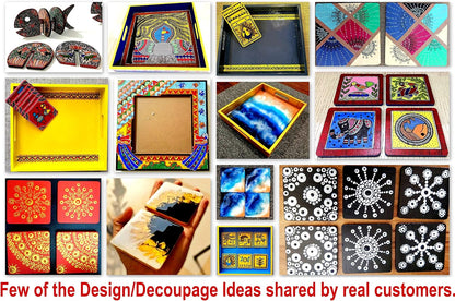 eSplanade DIY Craft MDF Decoupage Coasters - Set of 6 /Table Coasters/for Craft/Activity/Simple Animal Shape Decoupage/Painting/Resin Work/Hedgehog & Sheep shape