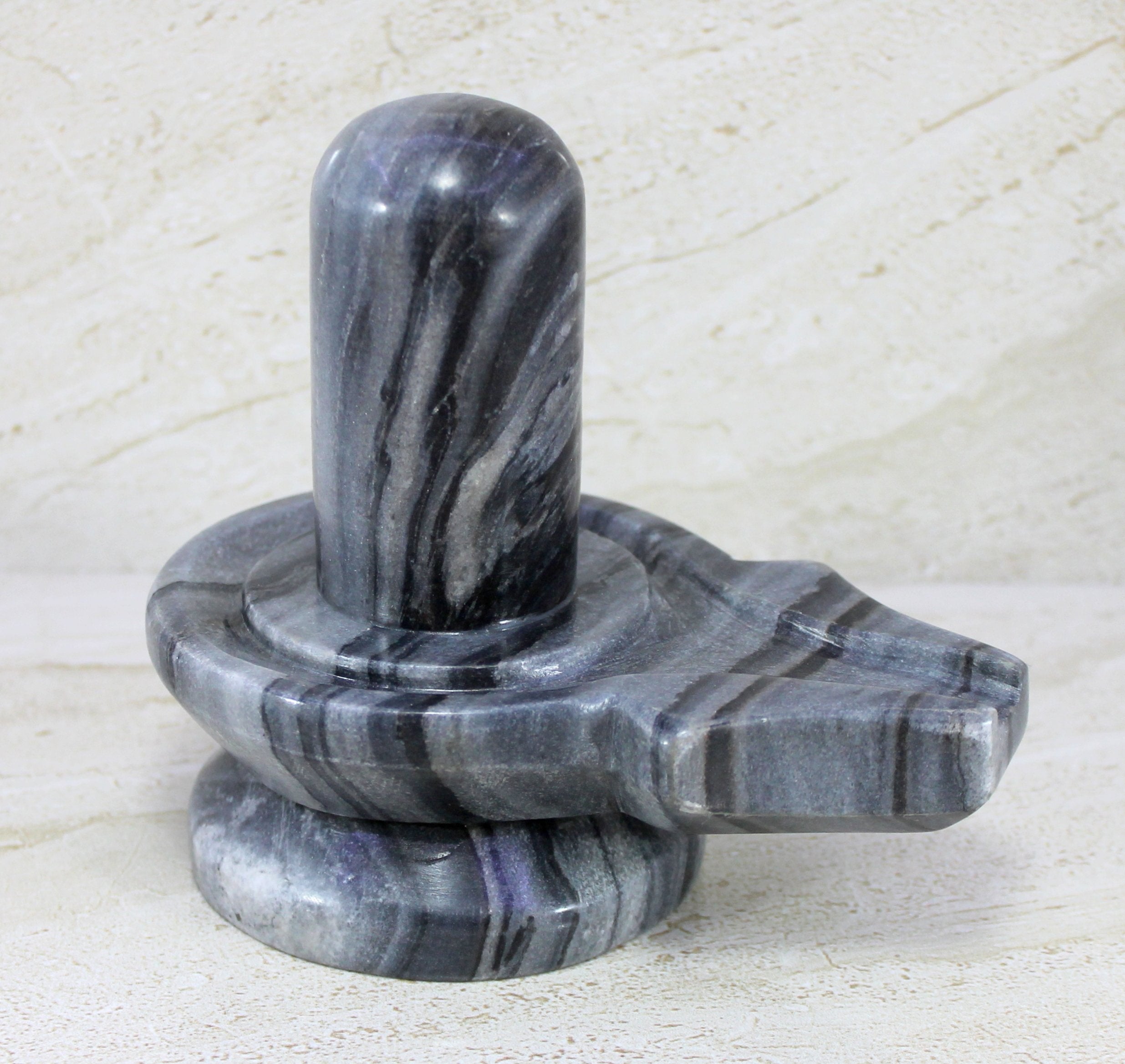 KLEO Baahubali Design Big Size Grey/Black Natural Stone Shiva Lingam Shiv Ling Idol Murti for Daily Pooja Purpose- 4.25, 5 inches