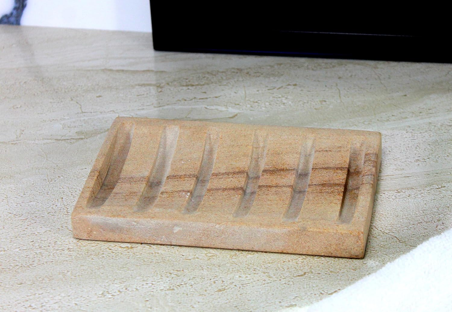 Natural Water Absorbent & Rigged Soap Dish Soap Holder made of Natural Stone - Unique Bath Bathroom Accessories