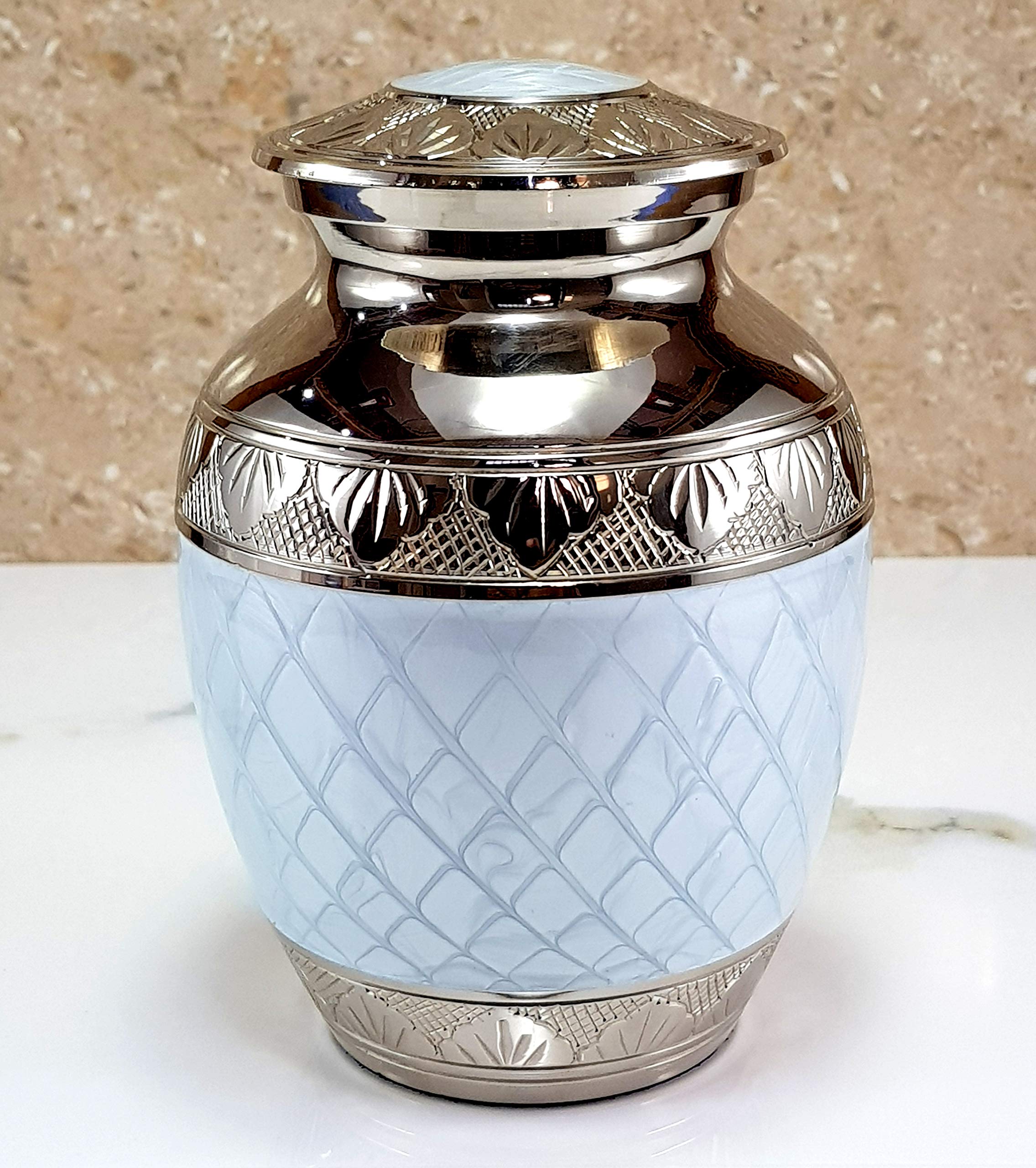 eSplanade Metal Cremation Urn Memorial Jar Pot Container | Medium Size Urn for Funeral Ashes Burial | Engraved Metal Urn