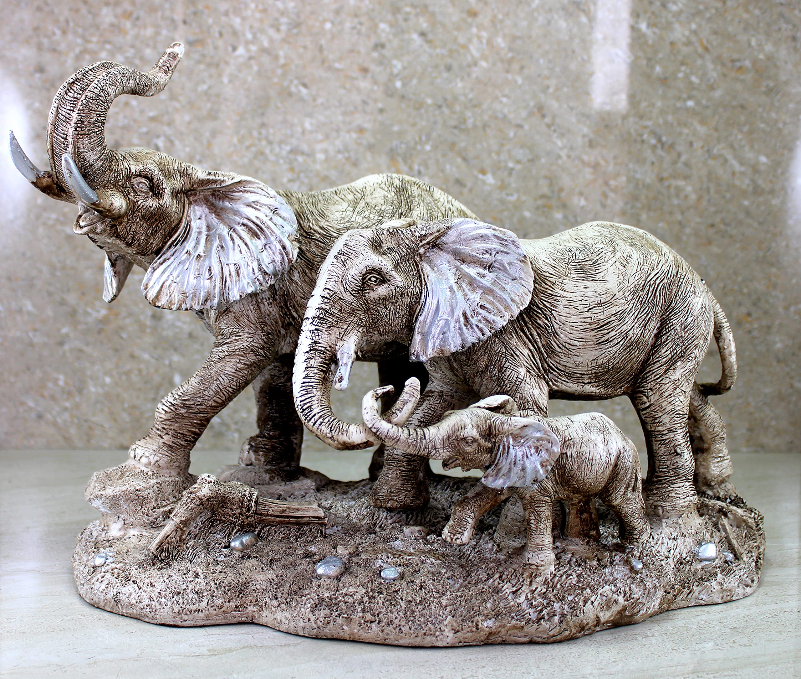 eSplanade Resin Elephant Pair Sculpture or Showpiece Feng Shui Vastu Brings Goodluck Home Decor (1609)