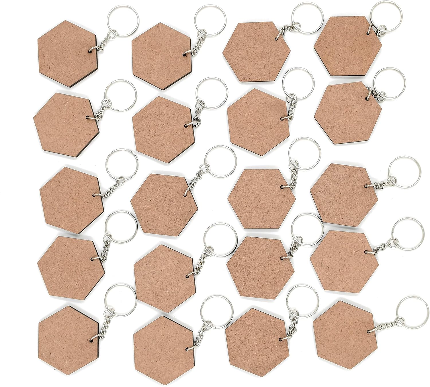 IVEI DIY MDF Key Chains Wood Sheet Craft - MDF Plain Square Shaped Key Chains for Painting Wooden Sheet Craft - Set of 20-2 in X 2 in for Decoupage MDF Plains, Resin Artwork & Decoration (Multi-shaped)