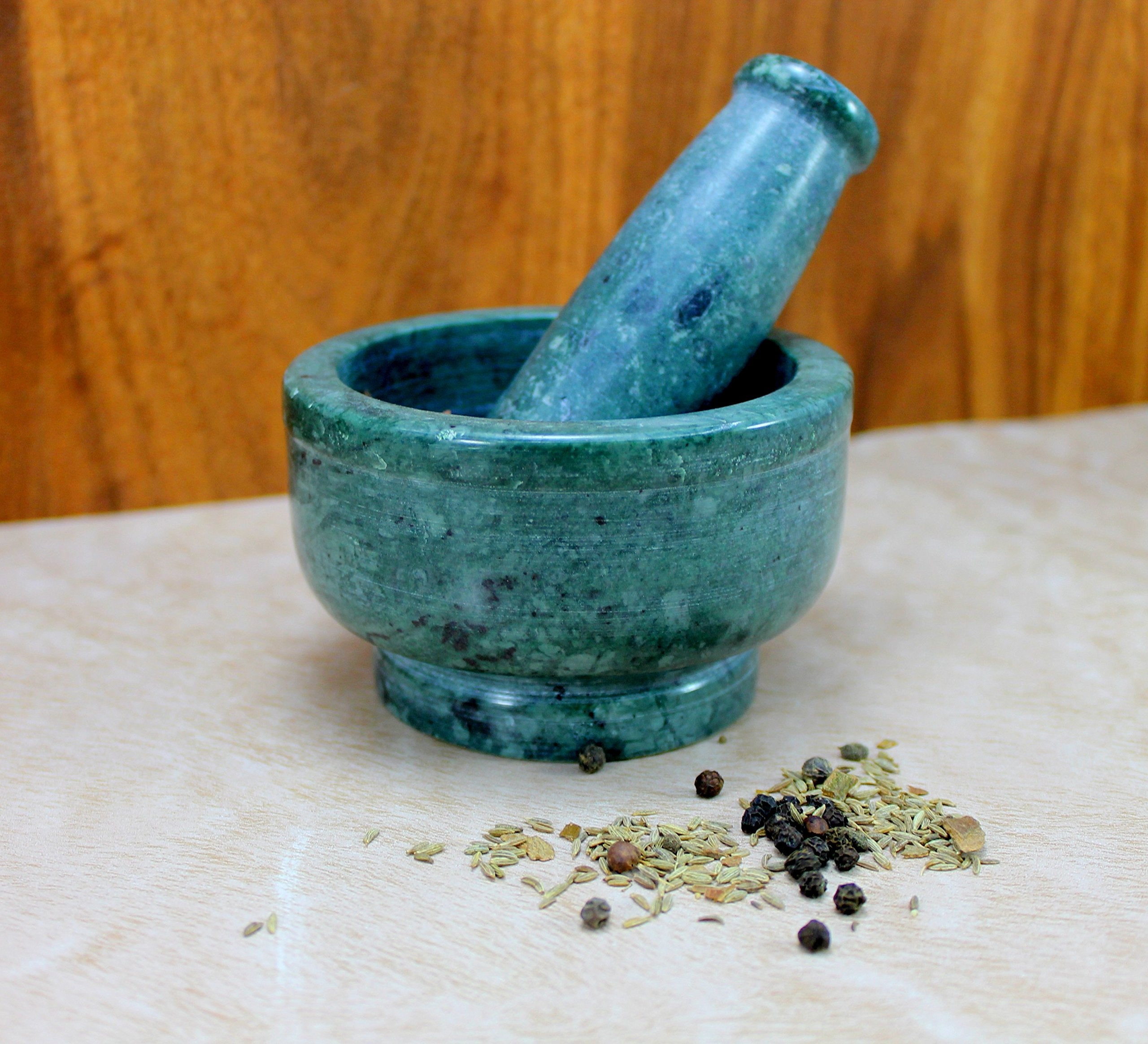 KLEO Natural Stone Mortar and Pestle Set as Spice Grinder, Medicine Masher - Okhli and Musal (All Colours)