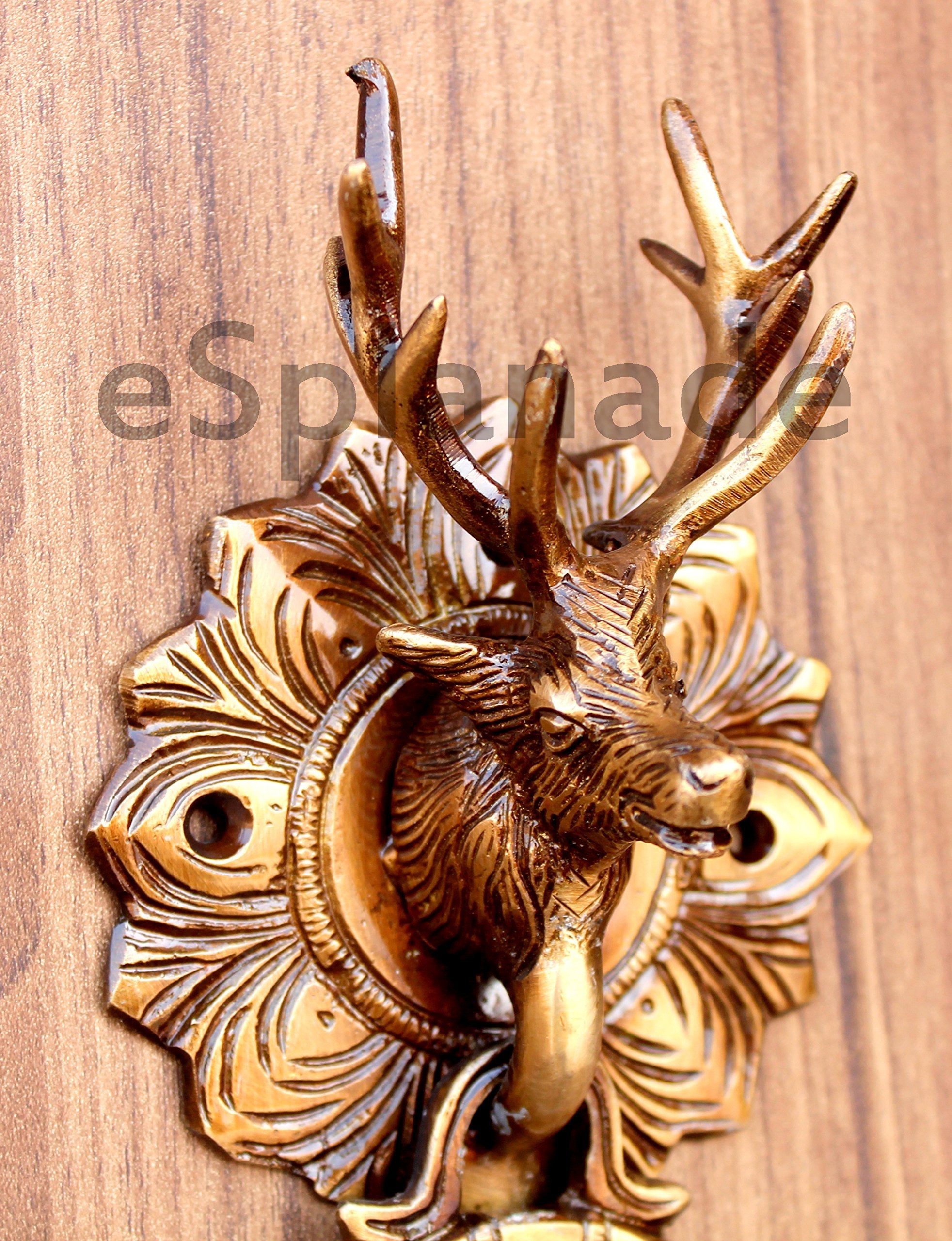 eSplanade Horse Rabbit Reindeer Elephant Brass Door Knockers | Door Decor Accessories | Brass Gate Knockers (Reindeer, Ganesh, Horse, Buddha, Elephant))
