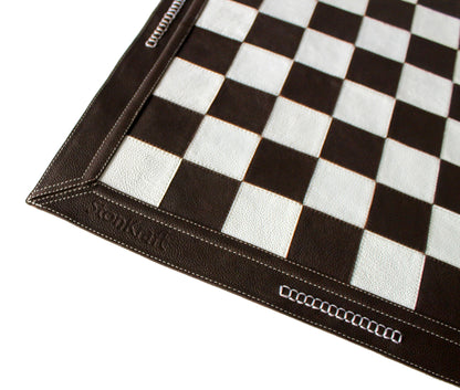 Stonkraft - 19" x 19" - Genuine Suede Leather Chess Board - Black | Roll-up Chess | Tournament Chess