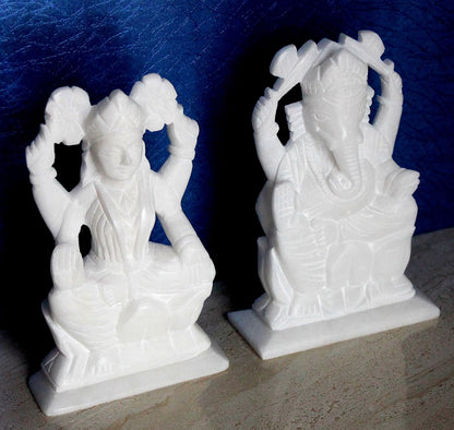 StonKraft - 7" (BIG SIZE) - Ganesh Laxmi Idol - Marble Lord Ganesh Ganpati Ganesha Laxmi Lakshmi Idol, Statue, Murti, Sculpture