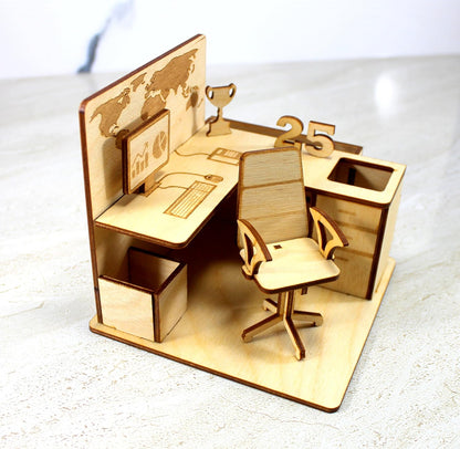 StonKraft Wooden 3D Puzzle - Office Cubicle - Works as Office Desk Organizer, Cards Holder and Pen Stand - Perfect Giveaway for office Farewell, sendoff