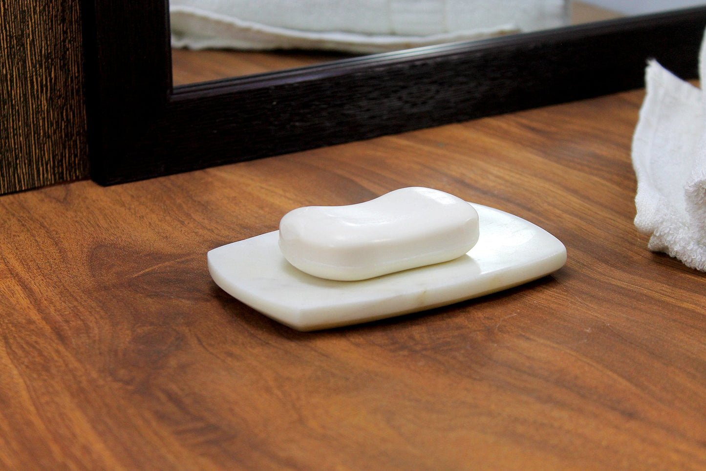 KLEO - White Marble Stone Soap Dish Bath Accessories for Bath, Tub or Wash Basin