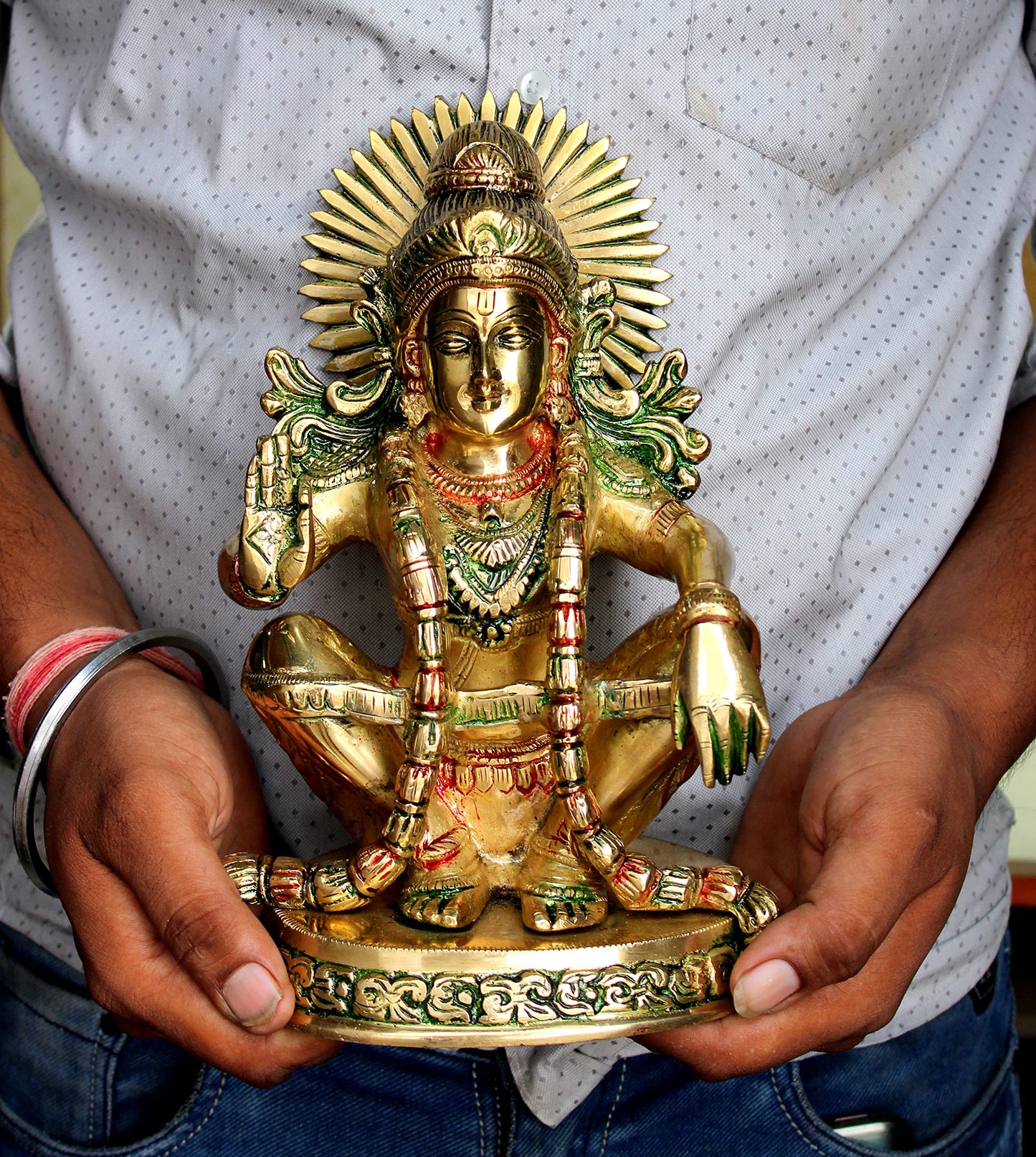 eSplanade Brass Aiyyappa Statue | Ayyappa Swamy | Aiyyappan Statue | Pooja Idols | Home Decor - 9.75" Inches