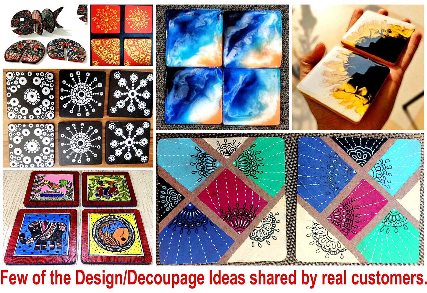 eSplanade DIY Coasters for DIY Activities Made from MDF - Make Your own Design, Artwork, Hobby, Decoupage etc (25)