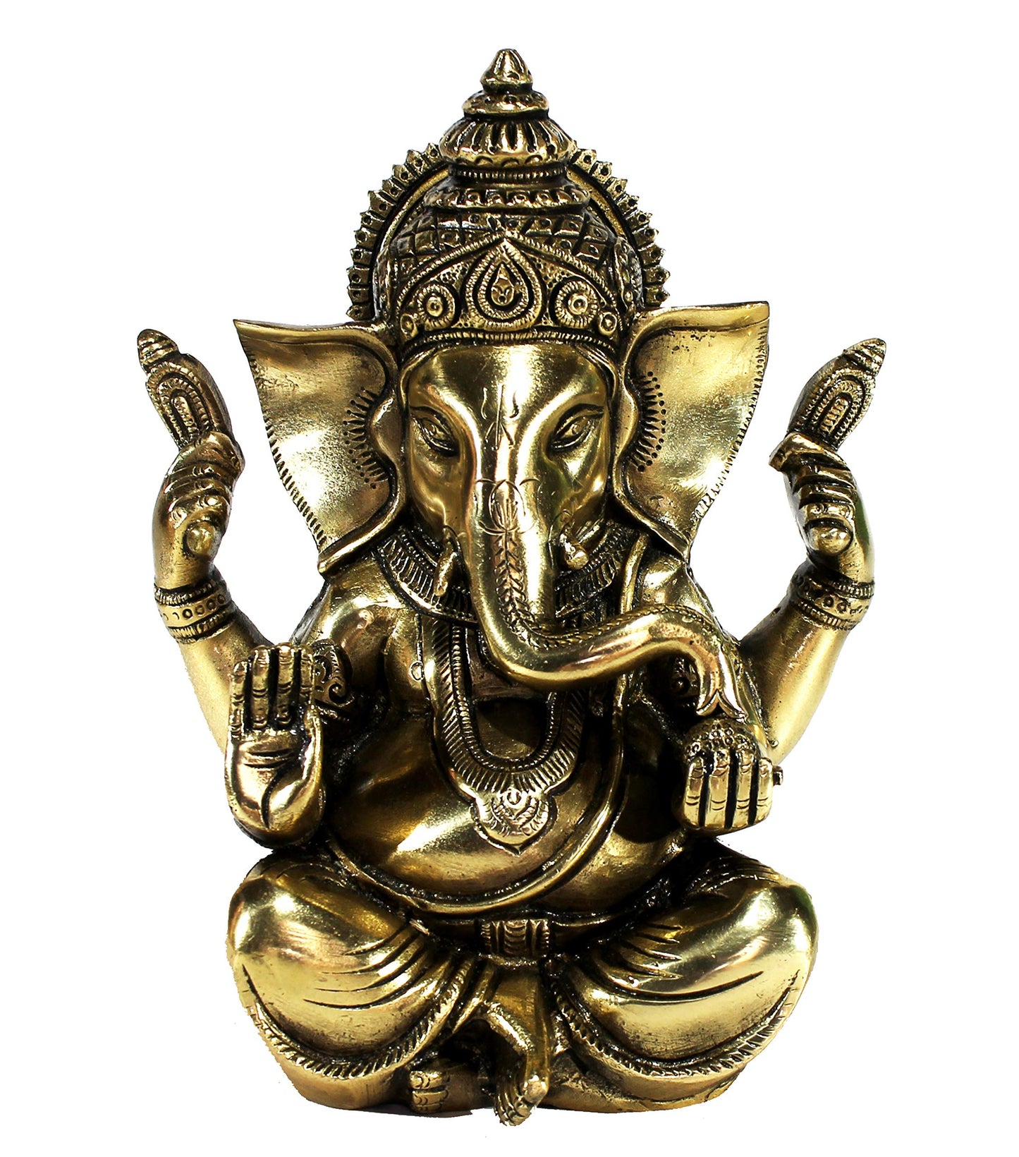 eSplanade 8" Brass Ganesha in Antique Finish | Pooja Puja Ganesh Ganesha Ganpati Ganapati Murti Idol (4.5" Ganesh)