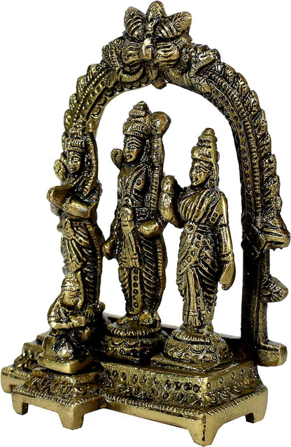 eSplanade 5.5" Brass Ram Darbar (Rama, Sita, Laxman, Hanuman) Murti Idol Statue Sculpture