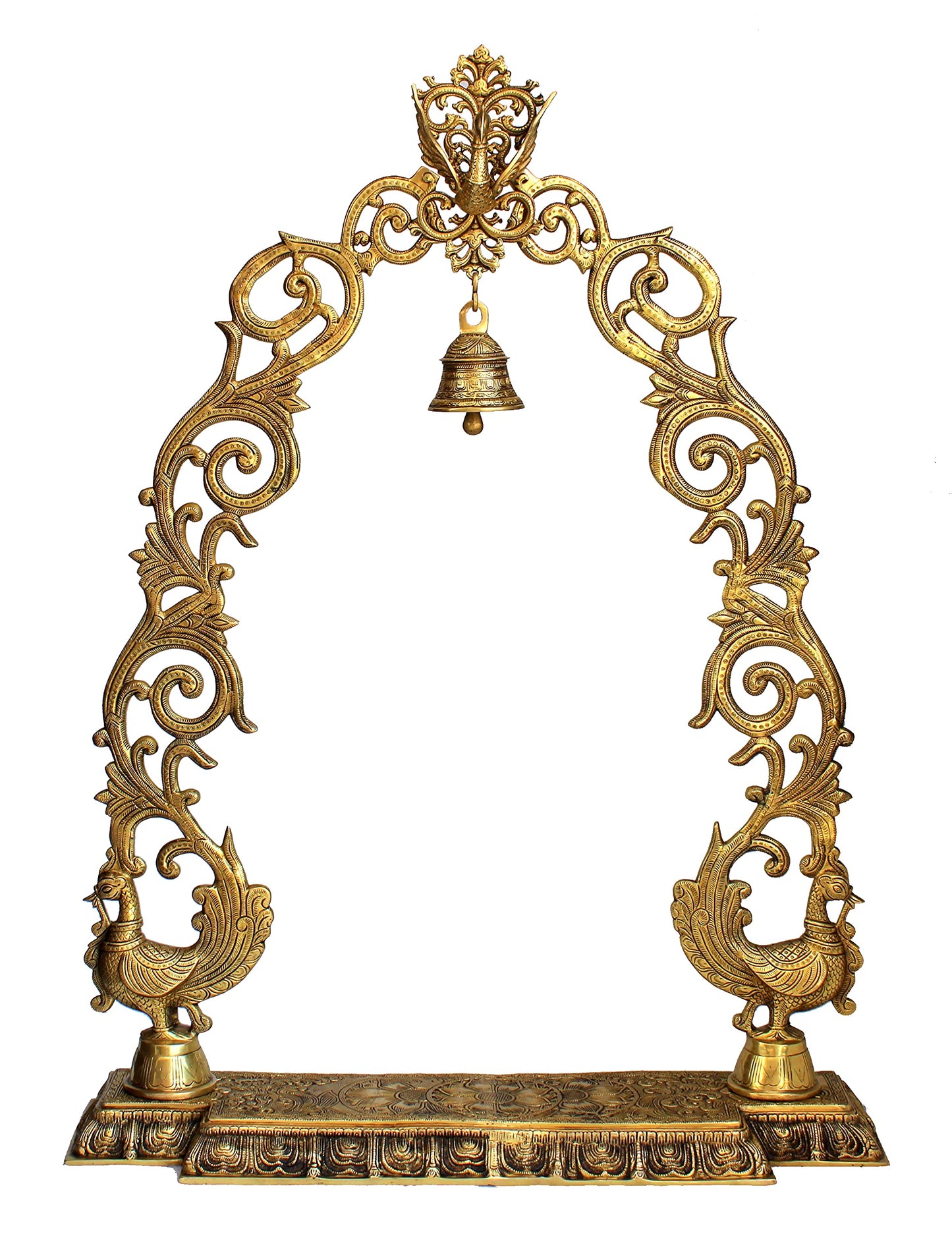 eSplanade Colored Brass Temple Arch Stand Singhasan Darbar for Idol Statue Sculpture (Very Big 46") | for Radha Krishna, Shivji, Ram Mandir, Gopal Laddoo, Balaji, Ganesh Idols etc (Golden)