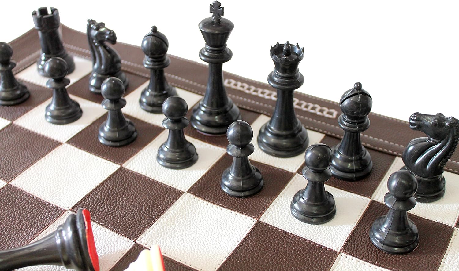 StonKraft - Big Size 19" x 19" Genuine Leather Chess Board | Roll-up Tournament Chess