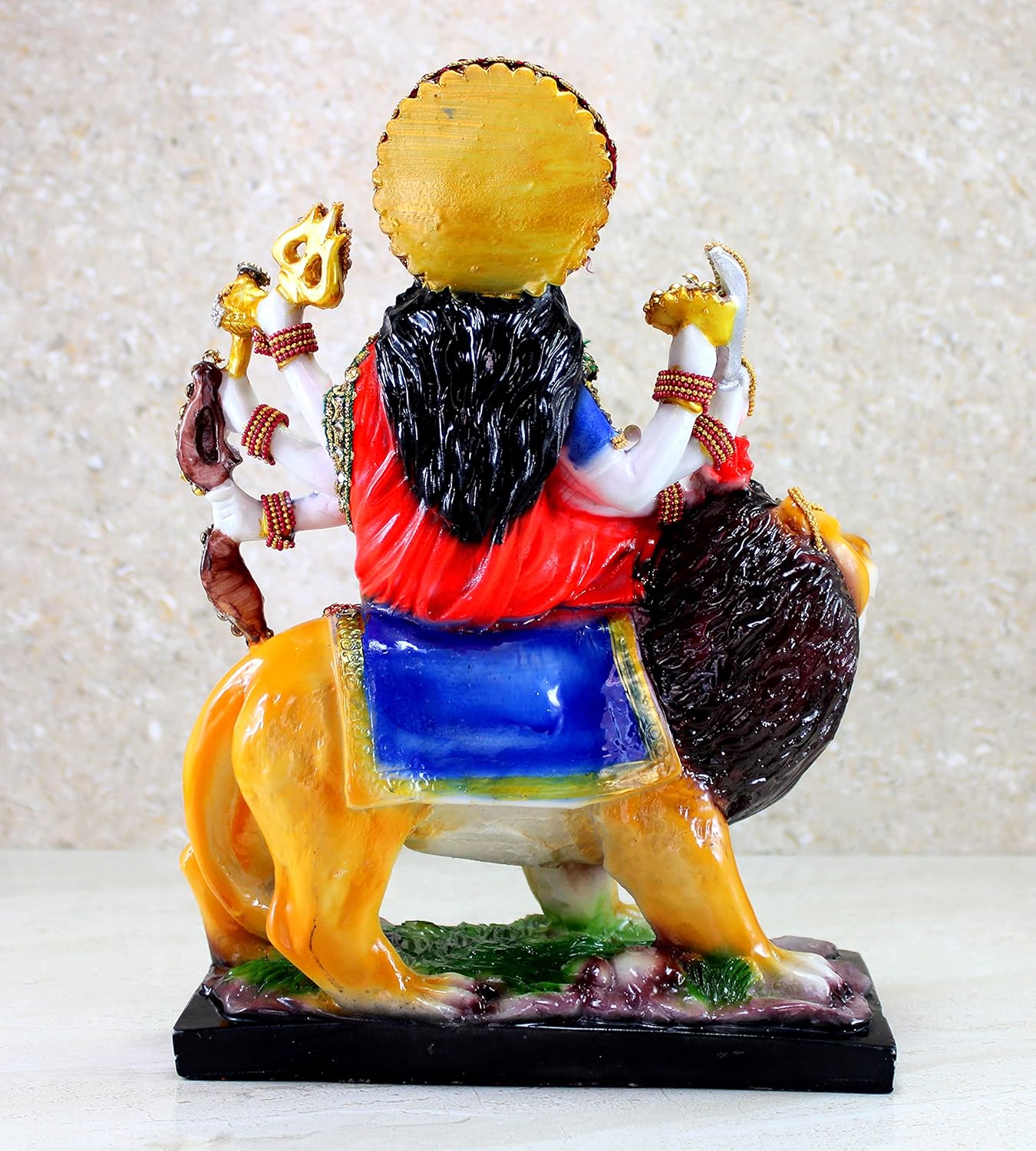 Esplanade Resin Maa Durga MATA Rani Sherawali Murti Idol Statue Sculpture - Multicolour (8 x 11.5 Inches)