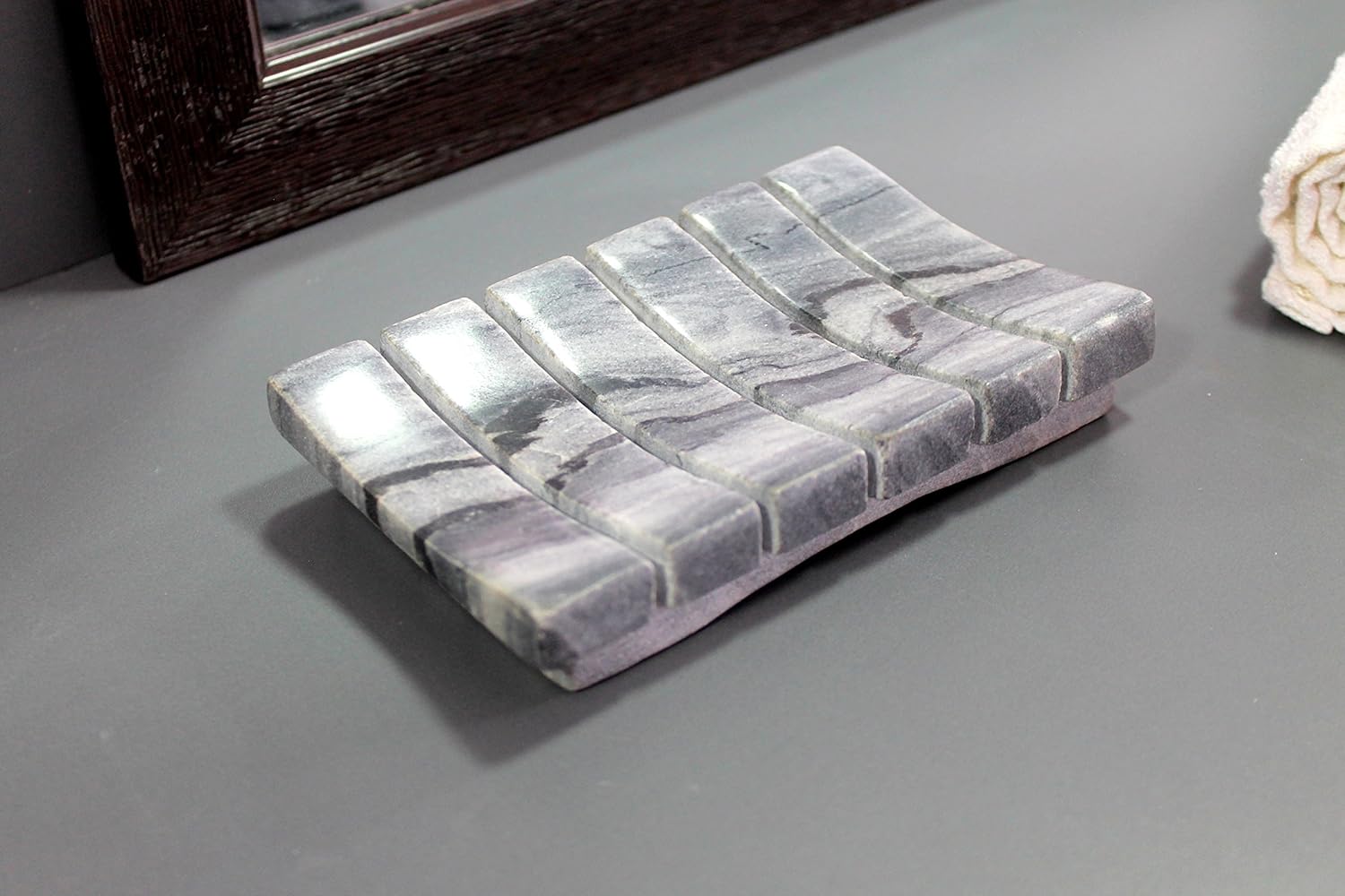 Natural Water Absorbent & Rigged Soap Dish Soap Holder made of Natural Stone - Unique Bath Bathroom Accessories