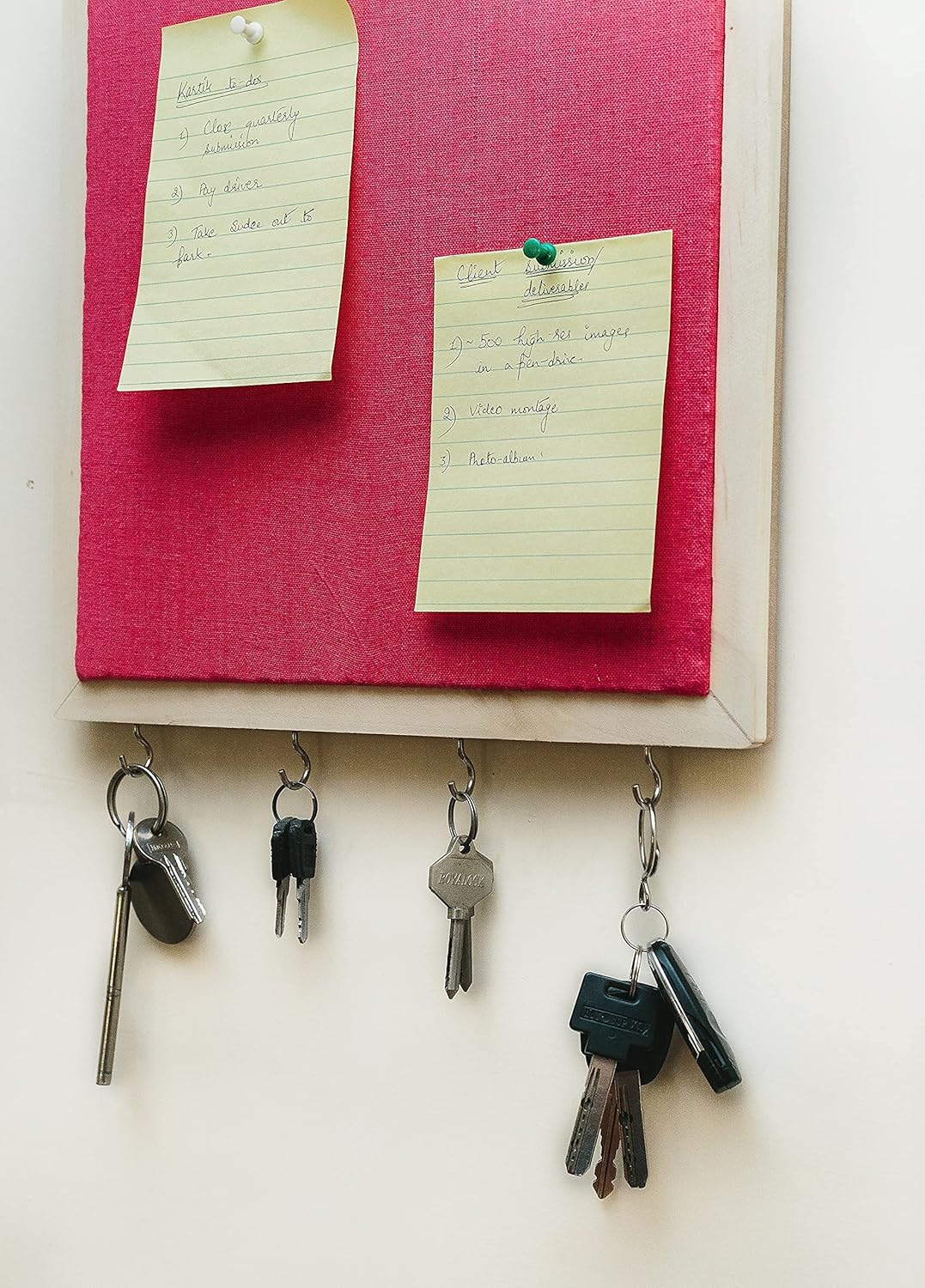 IVEI Smart pin Board and Key Holder Combination - Organizer Boards - Orange Bulletin Board