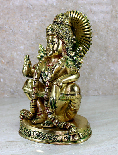 eSplanade Brass Aiyyappa Statue | Ayyappa Swamy | Aiyyappan Statue | Pooja Idols | Home Decor - 9.75" Inches