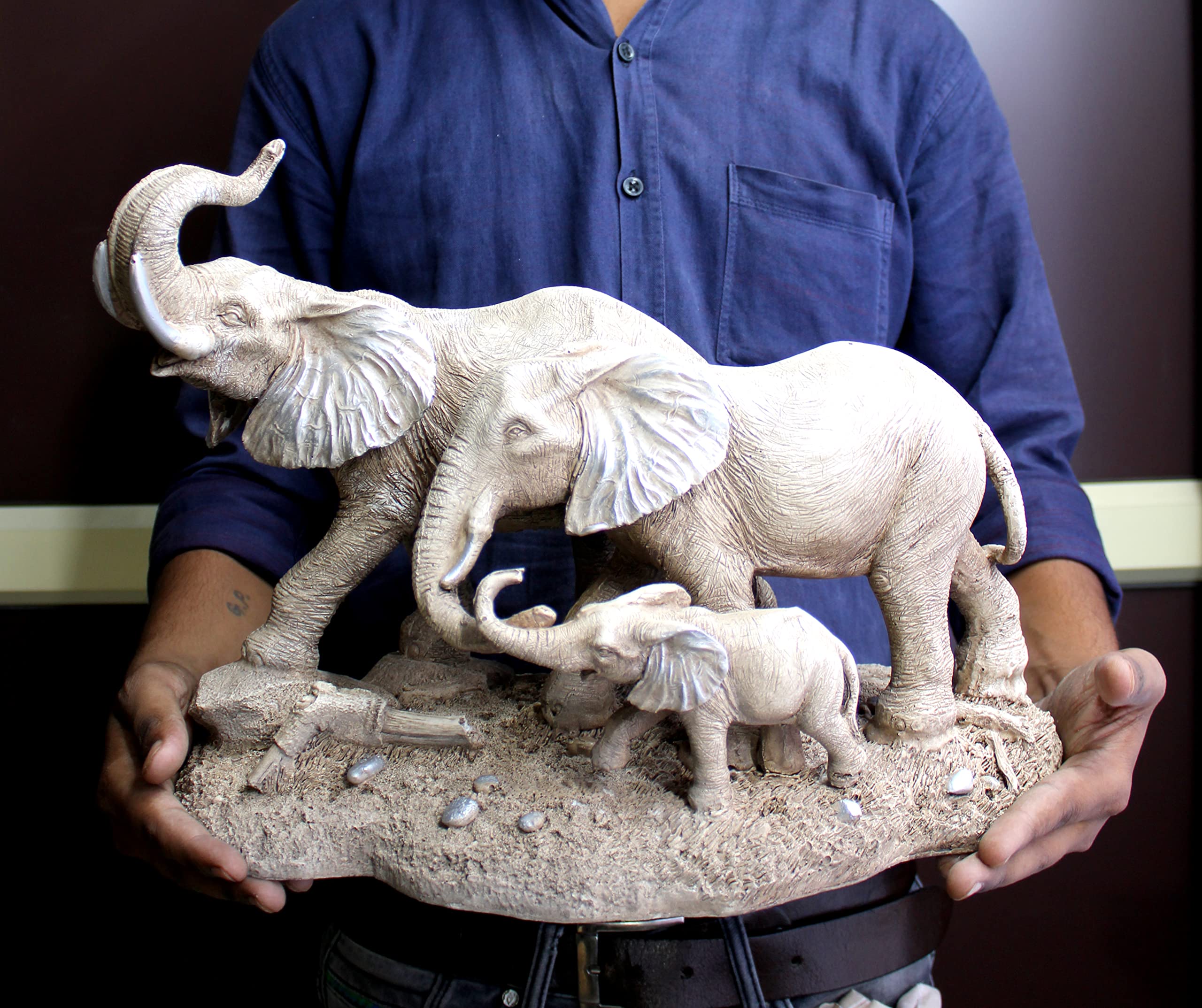 eSplanade Resin Elephant Pair Sculpture or Showpiece Feng Shui Vastu Brings Goodluck Home Decor (1609)