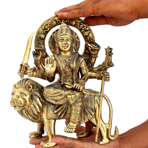 ESPLANADE Brass Maa Durga Idol, MATA Rani Idol, Statue, murti, moorti for Home Mandir, Home Décor, Showpiece, Gift for Family and Friends - 11.5 Inches