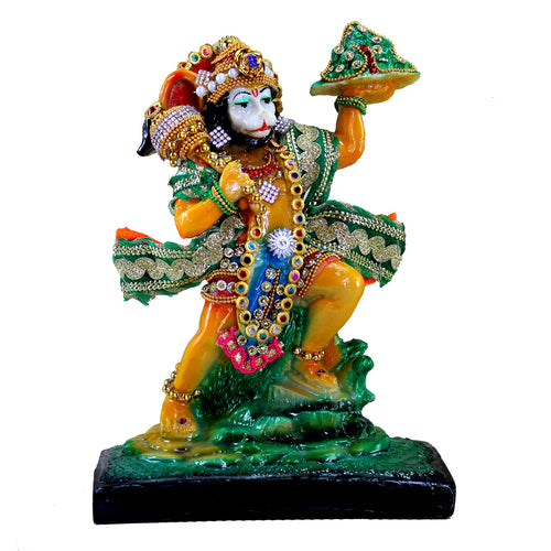 eSplanade Resin Hanuman Anjaneya Pavan Putra Idol Murti Moorti Statue (8.5 x 5.25 Inches)