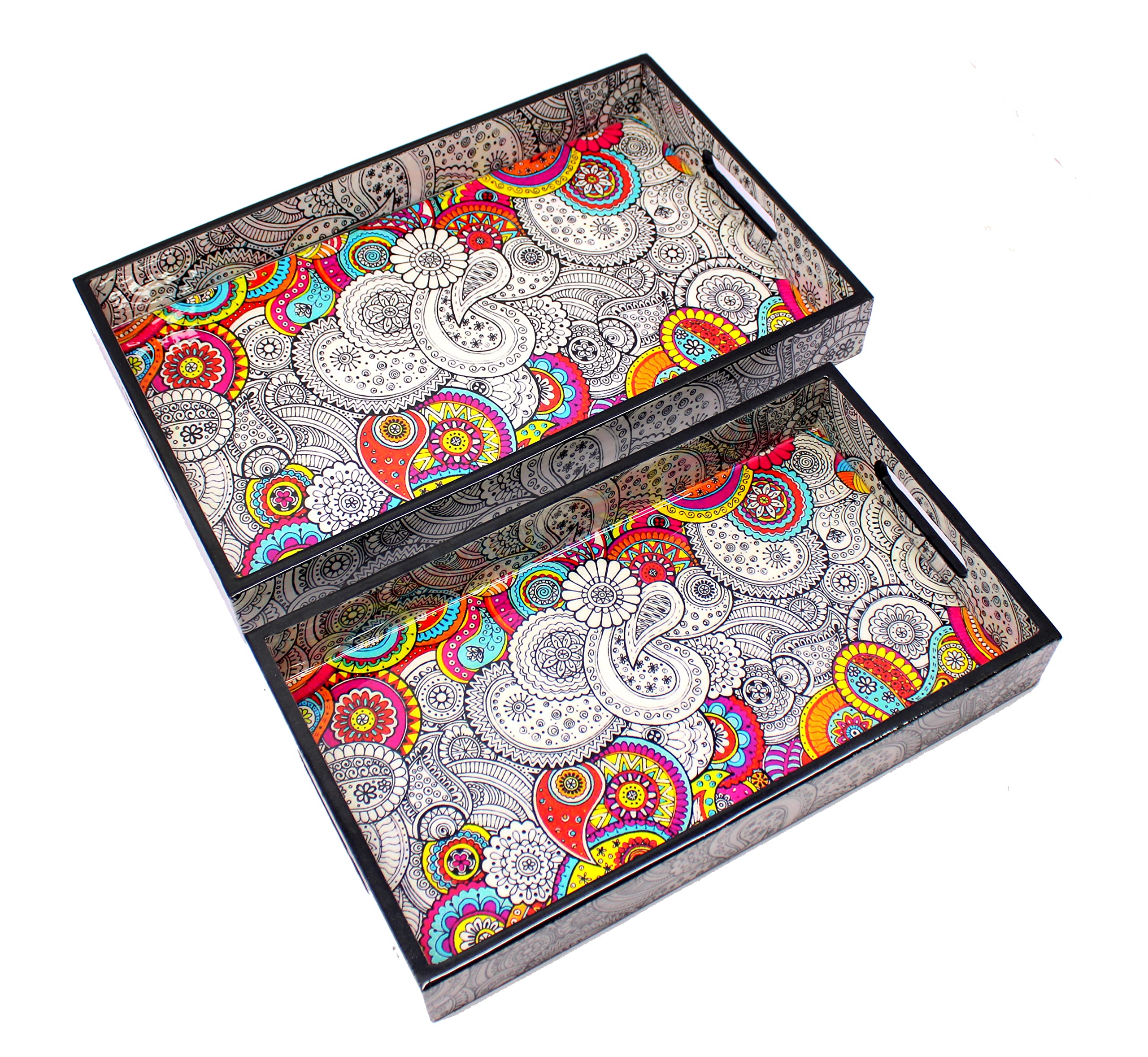 eSplanade Wooden Serving Trays - Home Office Dining Table Multipurpose Serveware - Multicolour