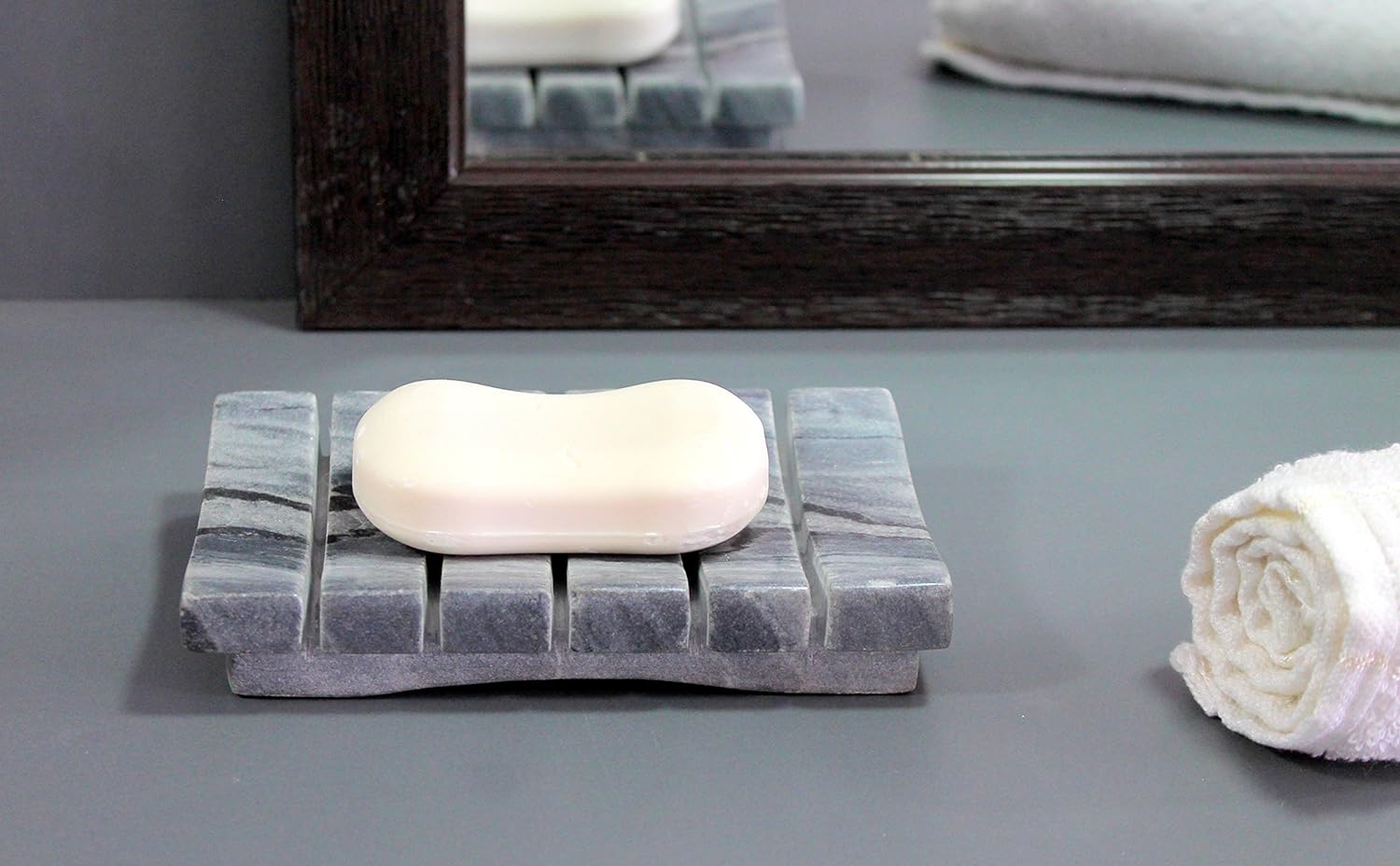 Natural Water Absorbent & Rigged Soap Dish Soap Holder made of Natural Stone - Unique Bath Bathroom Accessories