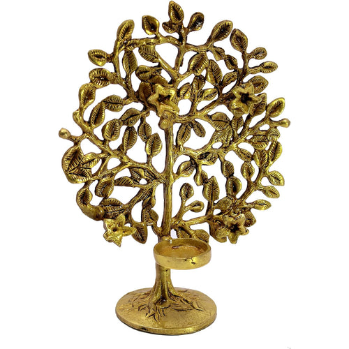 ESPLANADE Brass Tree of Life Diya Sculpture Decorative Show Piece - Home Office Decor - Spiritual Items | Golden - 8.5