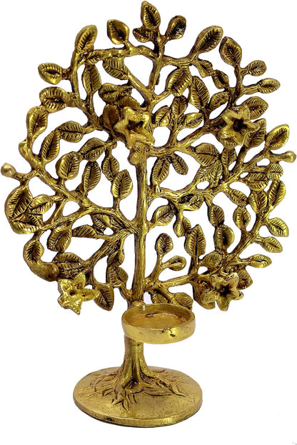 ESPLANADE Brass Tree of Life Diya Sculpture Decorative Show Piece - Home Office Decor - Spiritual Items | Golden - 8.5" Inches