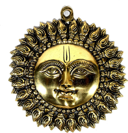 Brass Sun Surya Wall Sculpture Hanging Decor (6.25 Inch)