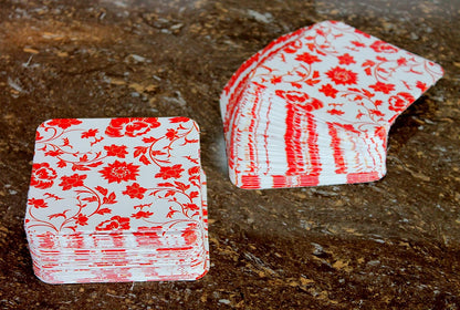 eSplanade Disposable Printed Paper Coasters - Use and Throw Reversible Paper Coasters - Set of 100 - Red Floral