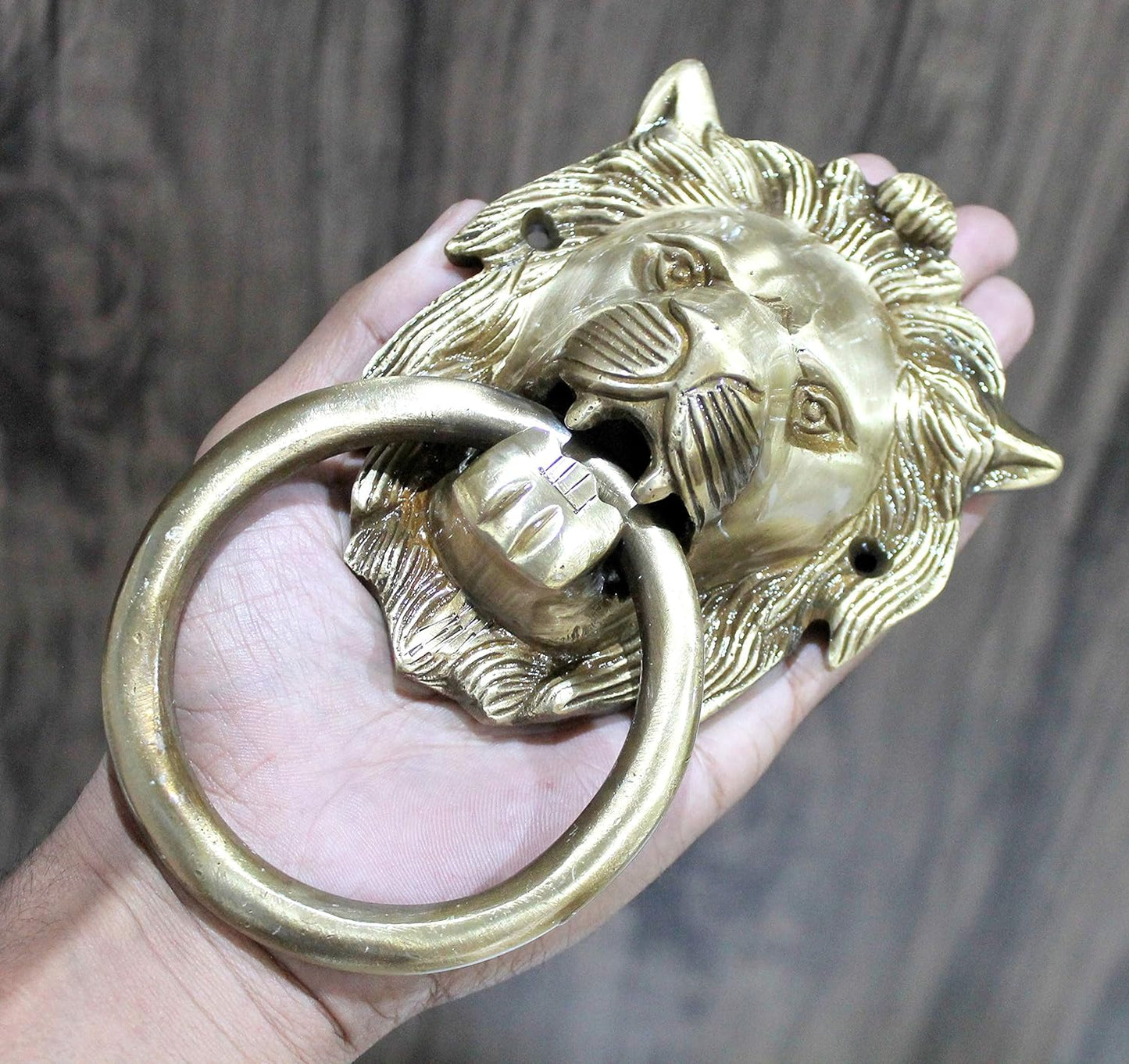 eSplanade - 6.75" Inches Brass Lion Face Door Knocker - Door Decor | Home Decor