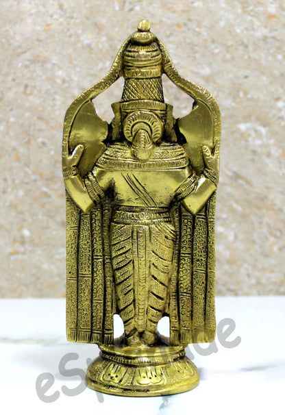 eSplanade - 6" Brass Balaji Venkatesh Tirupati Statue Murti Idol | Pooja Idols | Tirupathi Balaji | Home Decor | Brass Statue