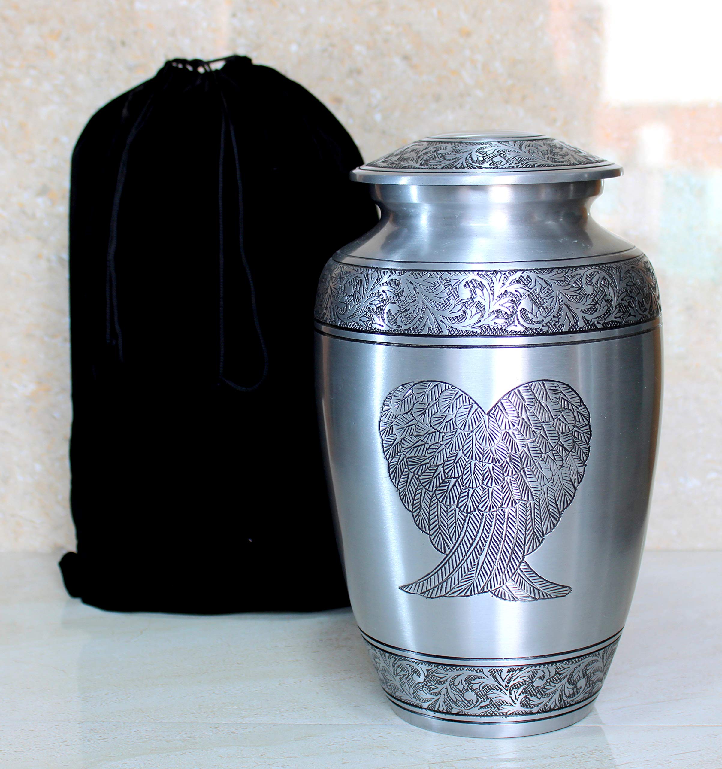 eSplanade Brass Cremation Urn Memorial Jar Pot Container | Full Size Urn for Funeral Ashes Burial | Holy Cross Printed Urn | Black - 10" Inches