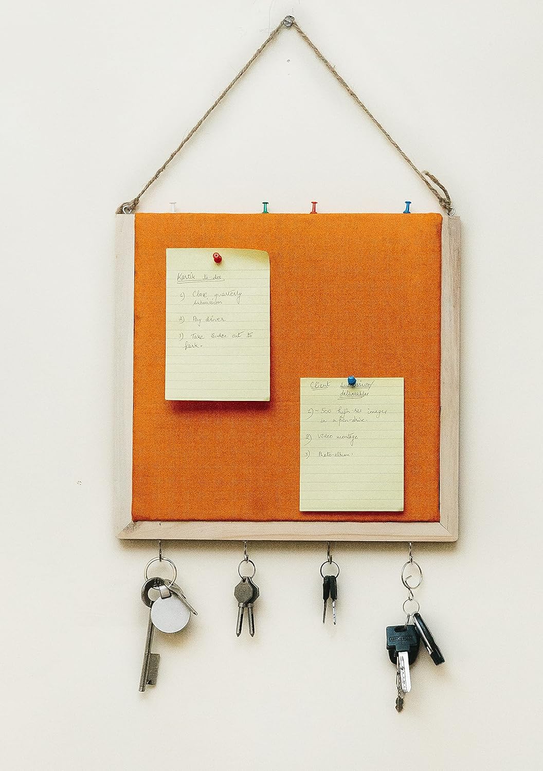 IVEI Smart pin Board and Key Holder Combination - Organizer Boards - Orange Bulletin Board