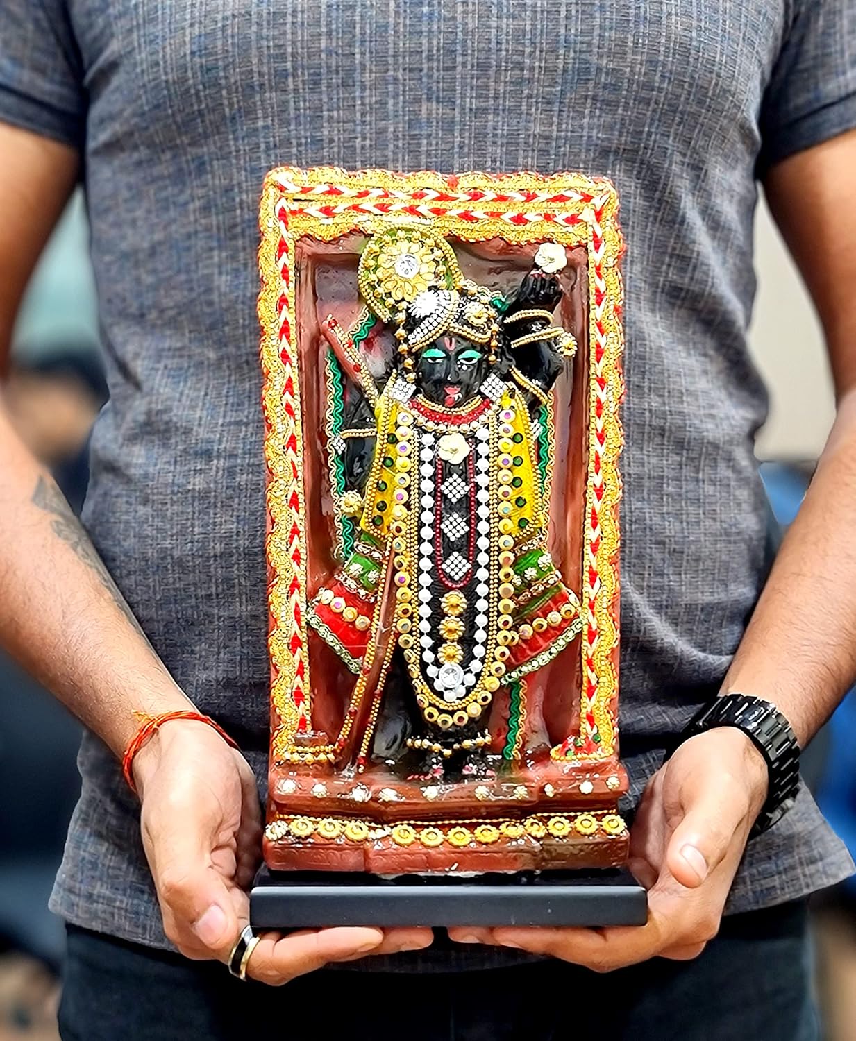 eSplanade Resin Shrinath Ji Bankebihari Krishna Statue - 12.5 inches & 10 inches | Idols for Home Puja Place