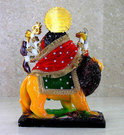 Esplanade Resin Maa Durga MATA Rani Sherawali Murti Idol Statue Sculpture - Multicolour (8 x 11.5 Inches)