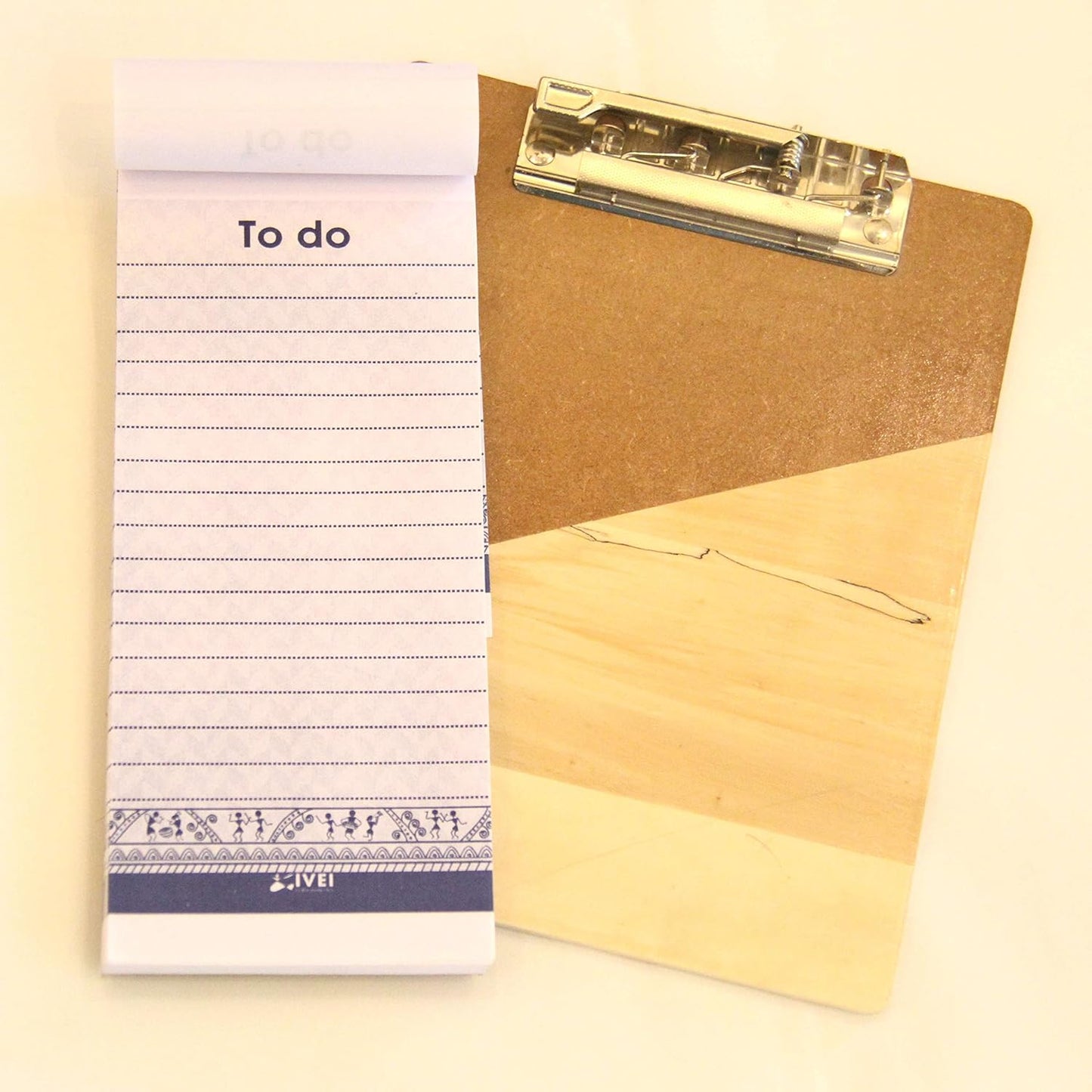 IVEI Wooden Clip pad for Your Desk - memo pad with 50 Sheets Included - a5 Size