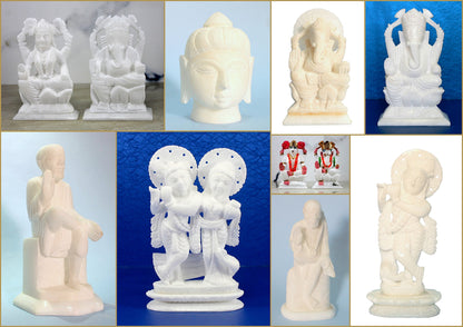 StonKraft Marble Ganesh Ganesha Statue Murti Idol (5" Left Trunk)