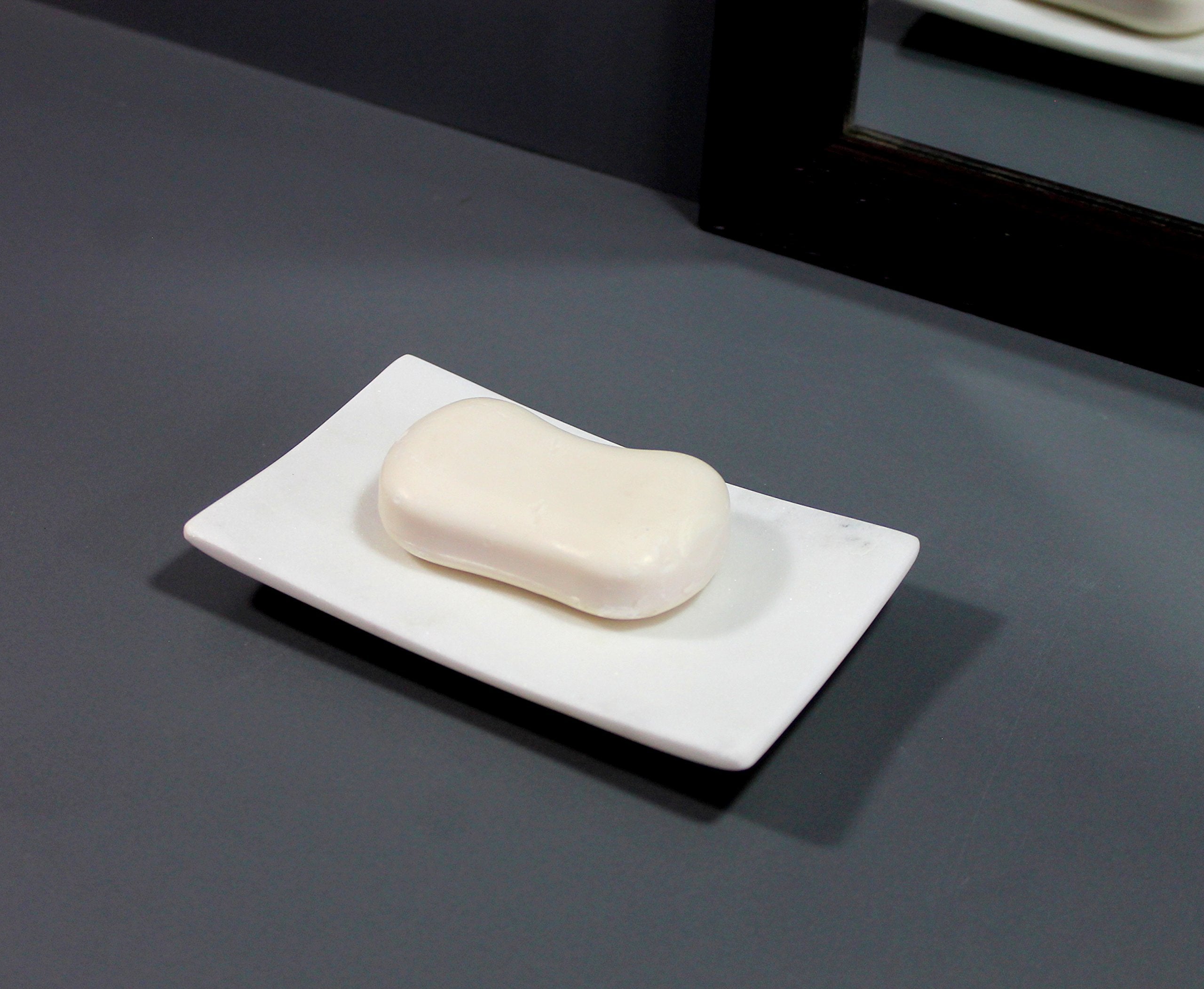 KLEO - White Marble Stone Soap Dish Bath Accessories for Bath, Tub or Wash Basin