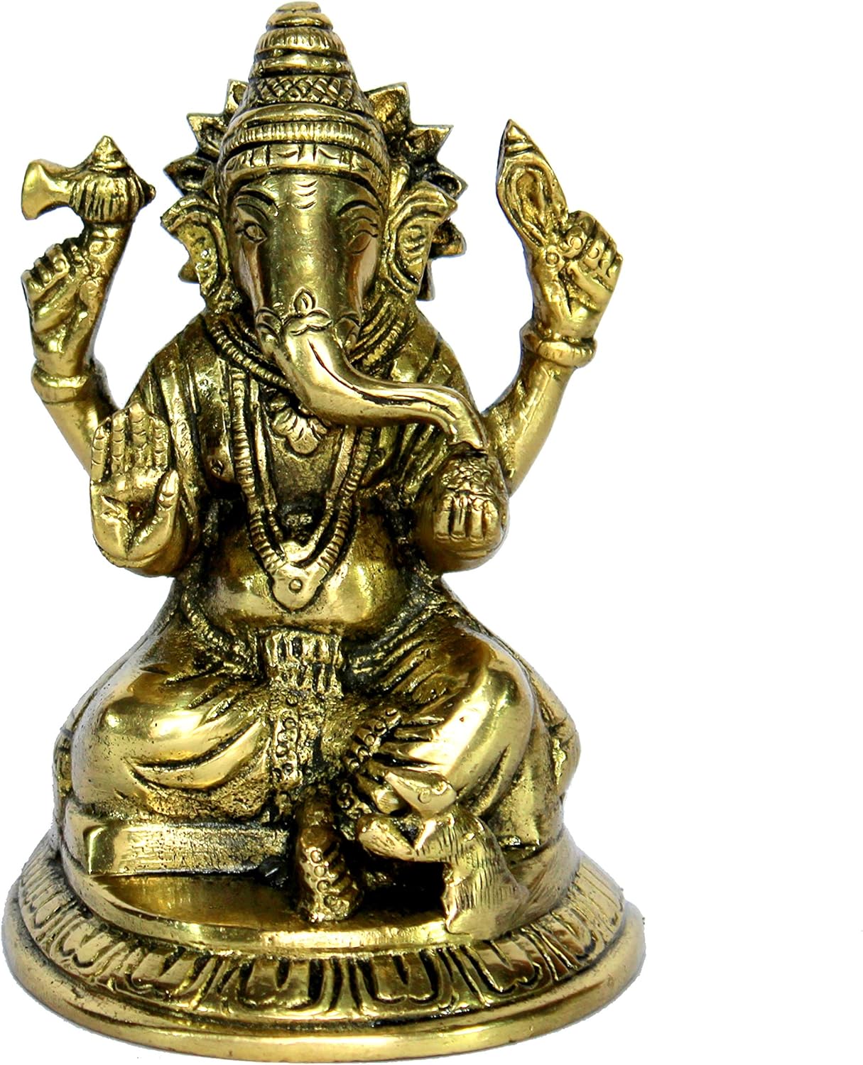 eSplanade 4.5" Ganesha Brass Showpiece | Home Decor | Ganesh Ganesha Ganpati Ganapati Murti Idol (Sitting Ganesha)