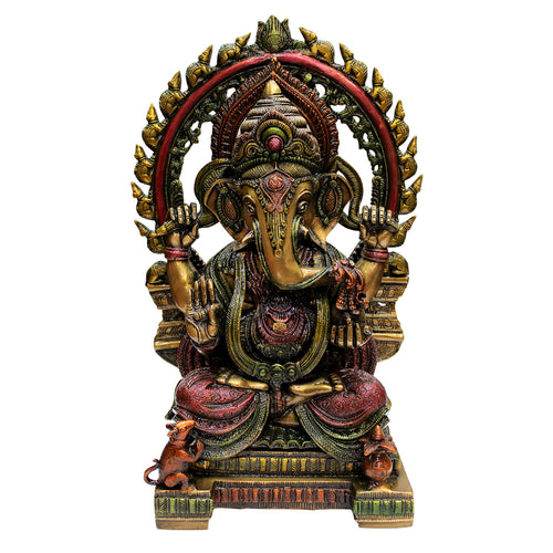 eSplanade Brass Ganesh Ganesha Ganpati Vinayak Showpiece | Murti Idol Statue Sculpture - 19.75