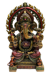 eSplanade Brass Ganesh Ganesha Ganpati Vinayak Showpiece | Murti Idol Statue Sculpture - 19.75" Inches - Big Size