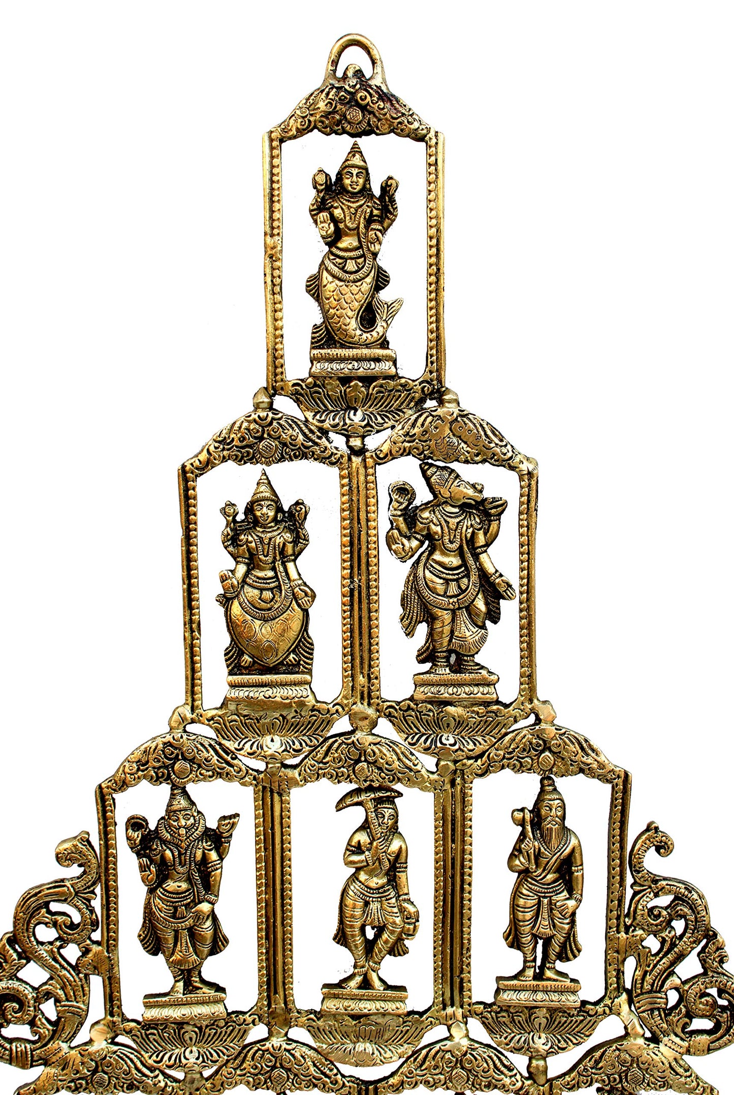 eSplanade - Brass Vishnu Dashavatar Dashavatara Dasavatharam - Ten Incarnations Avtars - Ten Incarnations of Lord Vishnu - Wall Hanging (13 Inch)