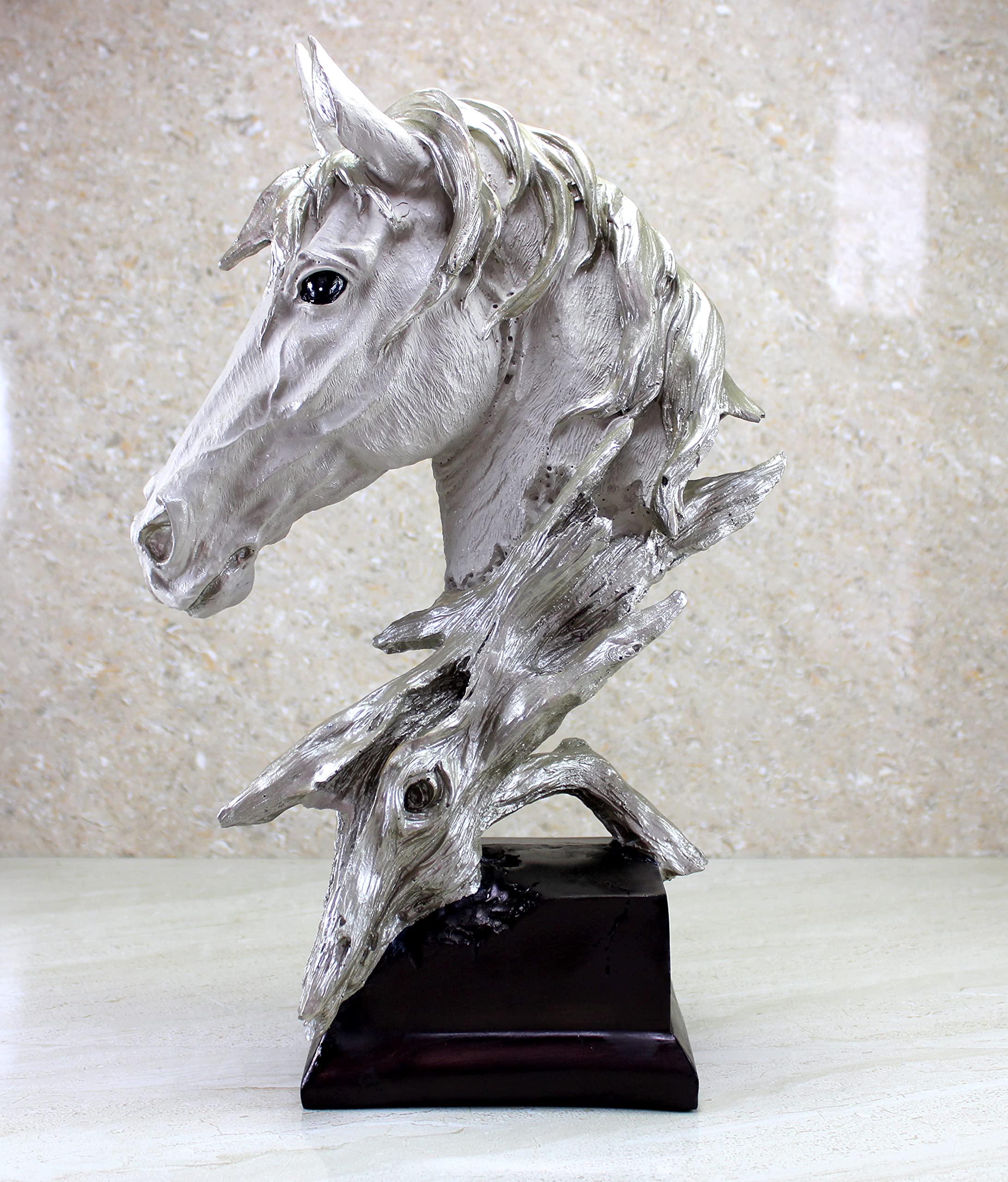 ESPLANADE Resin Horse Head Sculpture Figurine Showpiece | Decorative Items - Home Decor | Silver - 15.5" Inches Big Size