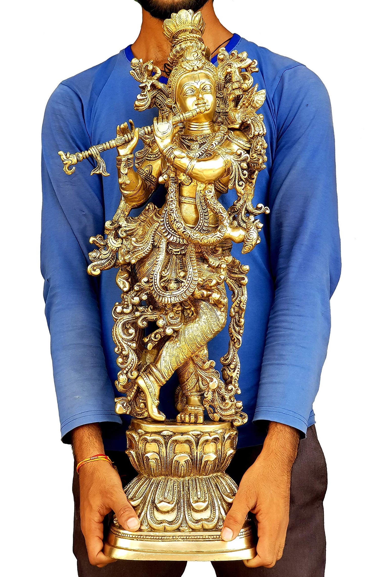 eSplanade - Lord Krishna Kishan Gopal Murti Idol Statue Sculpture - Brass - 29" - Multicolor