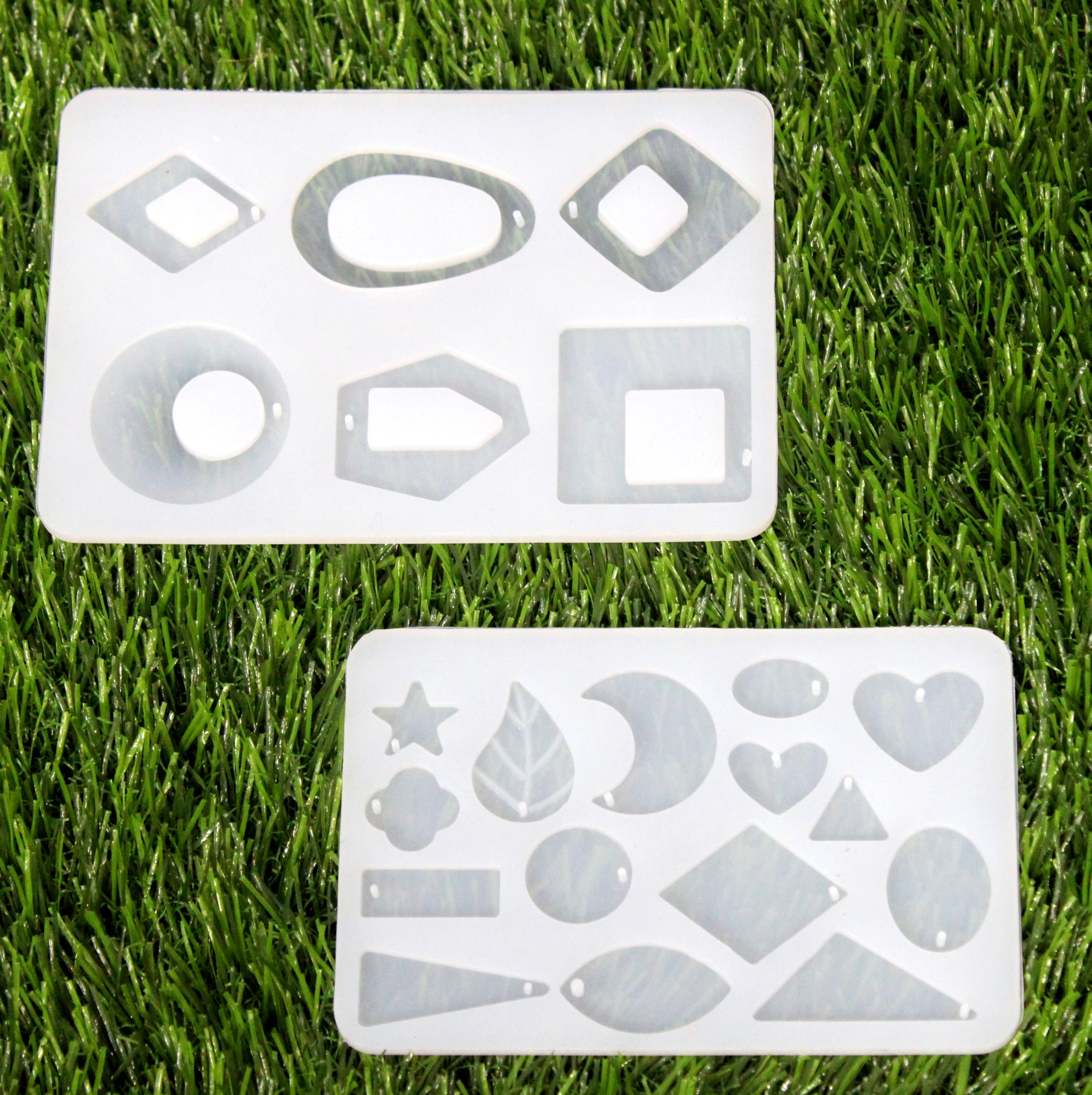 IVEI Resin Jewelry Mold Tray - DIY Set of 2 with Multiple Designs for Jewelry Making - Durable, Flexible Silicone Molds for Crafting Earrings, Pendants, Bracelets, and More - Easy Release & Non-Stick