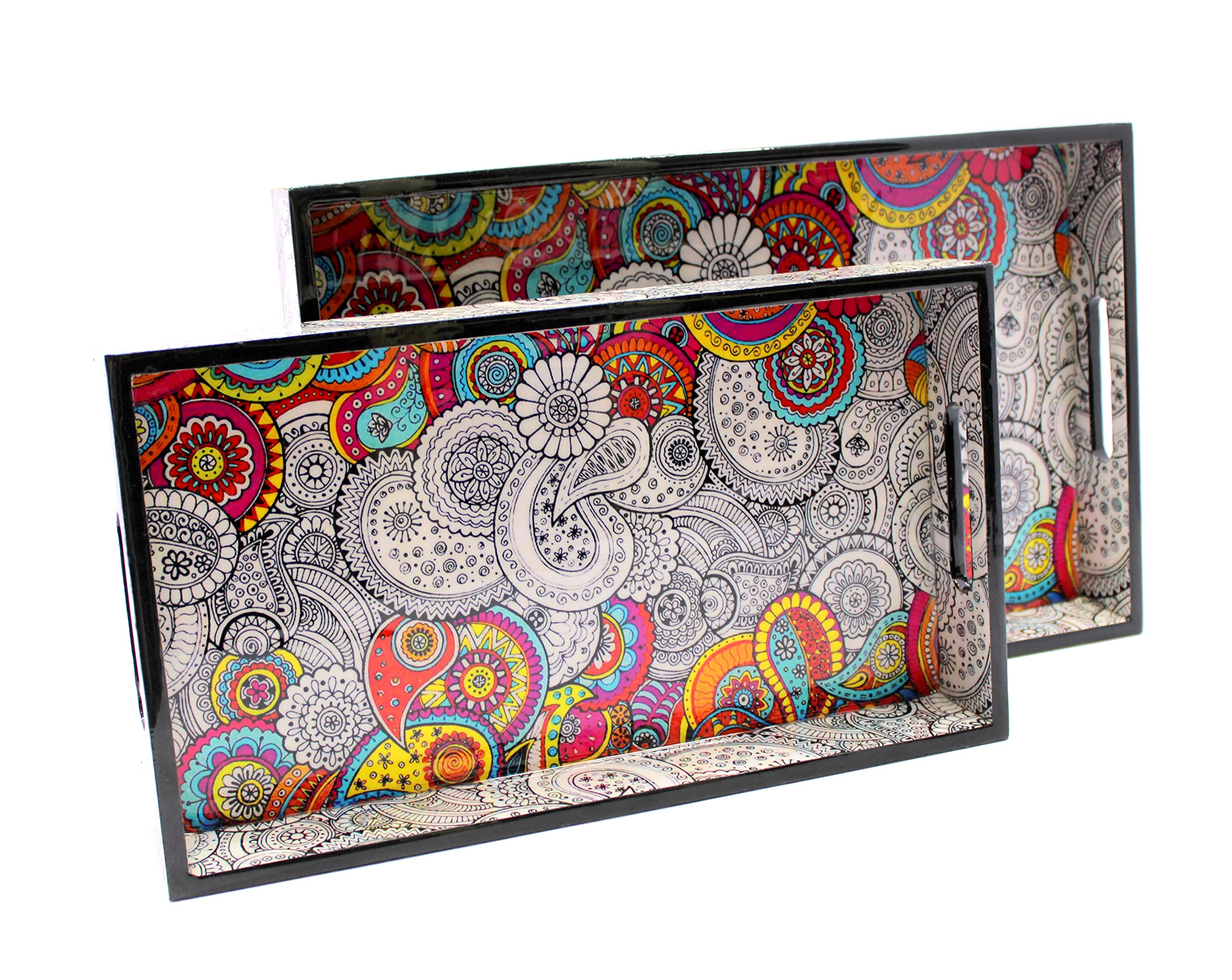 eSplanade Wooden Serving Trays - Home Office Dining Table Multipurpose Serveware - Multicolour