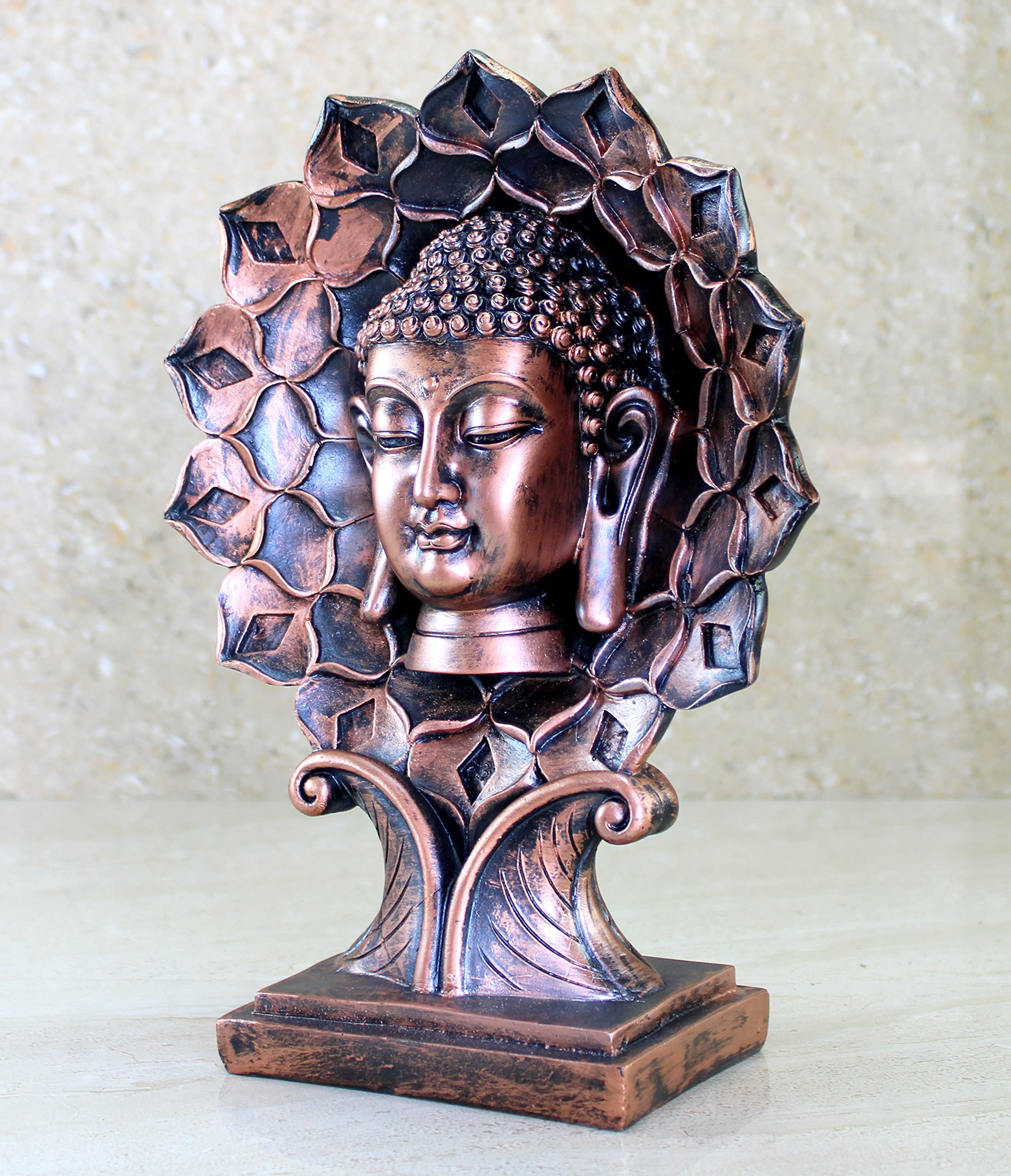 eSplanade Resin Meditating Buddha - 10 inches | Resting Buddha Face Idol Statue Figurine Murti | Home Decor