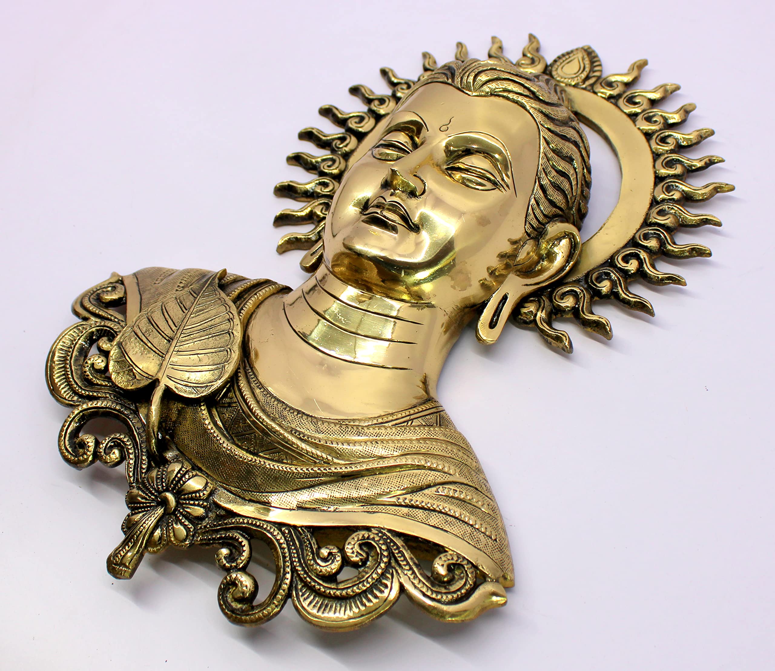 ESPLANADE Buddha Wall Hanging Decor for Living Room | Brass Wall Sculptures | Meditation & Yoga Room Decor | Wall Mount Buddha Face Idol Showpiece | Zen Buddhist House Warming Gift, 15.5 Inches